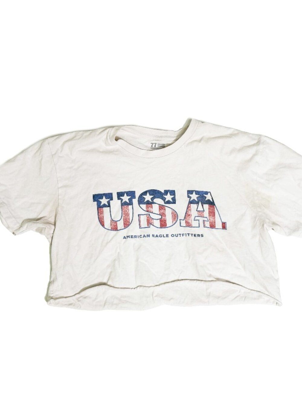 Vintage Worn In American Eagle USA Crop T-Shirt - Medium